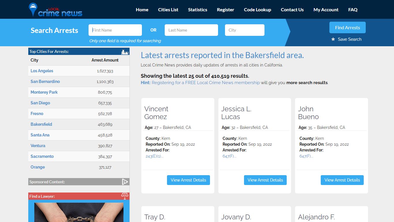 Bakersfield California Arrest Records | Local Crime News